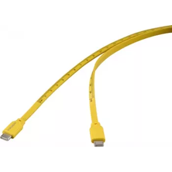Cabo USB Renkforce USB 2.0 ficha USB-C macho amarelo impressão à medida métrica (RF-6721074)