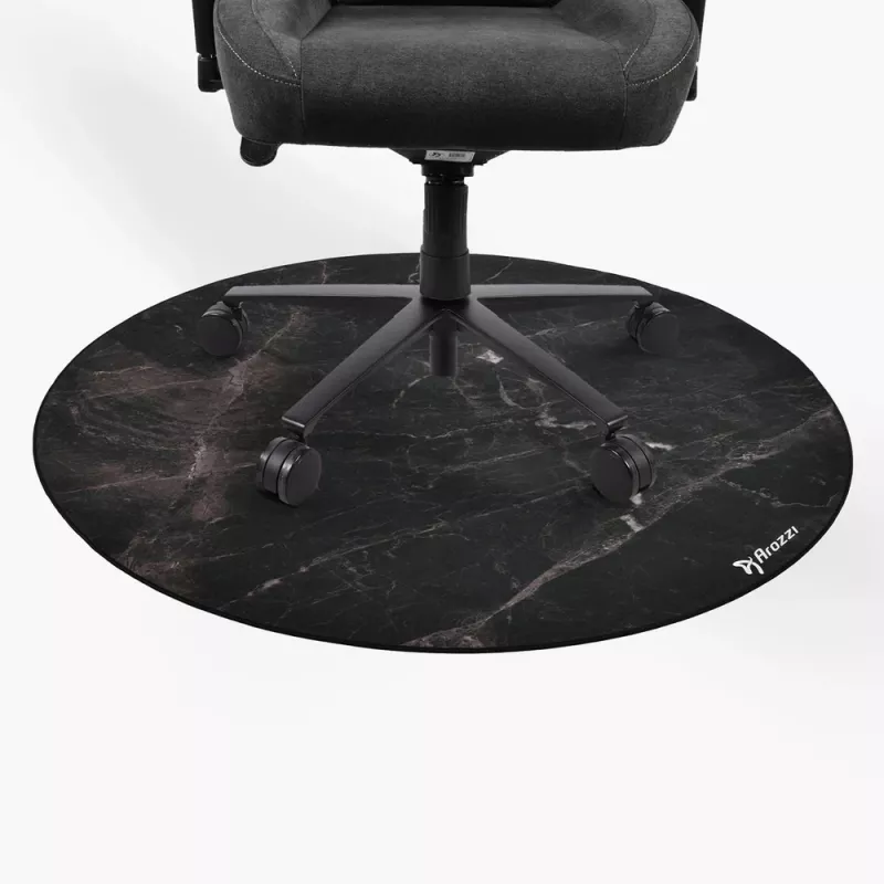 Tapete de proteção de chão para cadeiras Arozzi Zona Round Floor Pad – preto Marble, tapete de proteção redondo para pavimentos duros e alcatifados