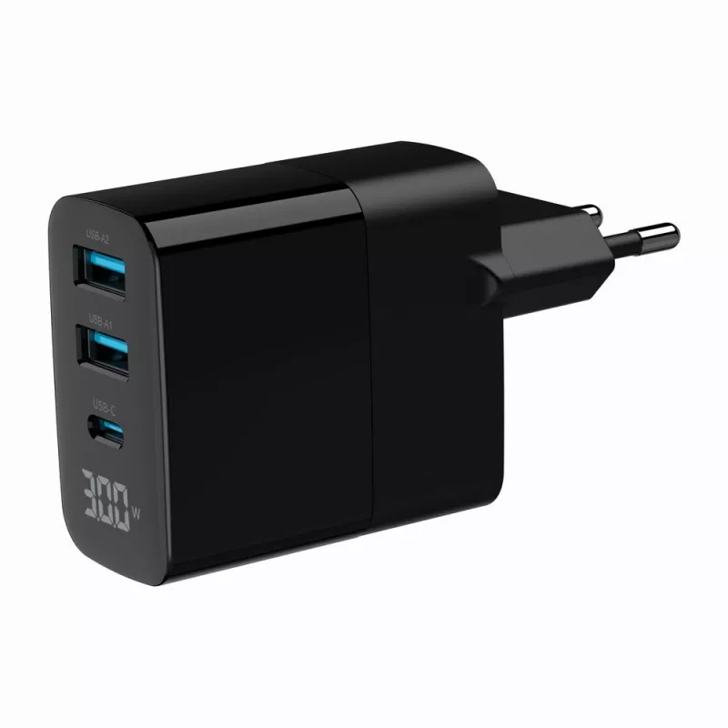 Carregador Gembird TA-UC-PDQC30LCD-BK-02 para dispositivos móveis universal preto AC carregamento rápido interior