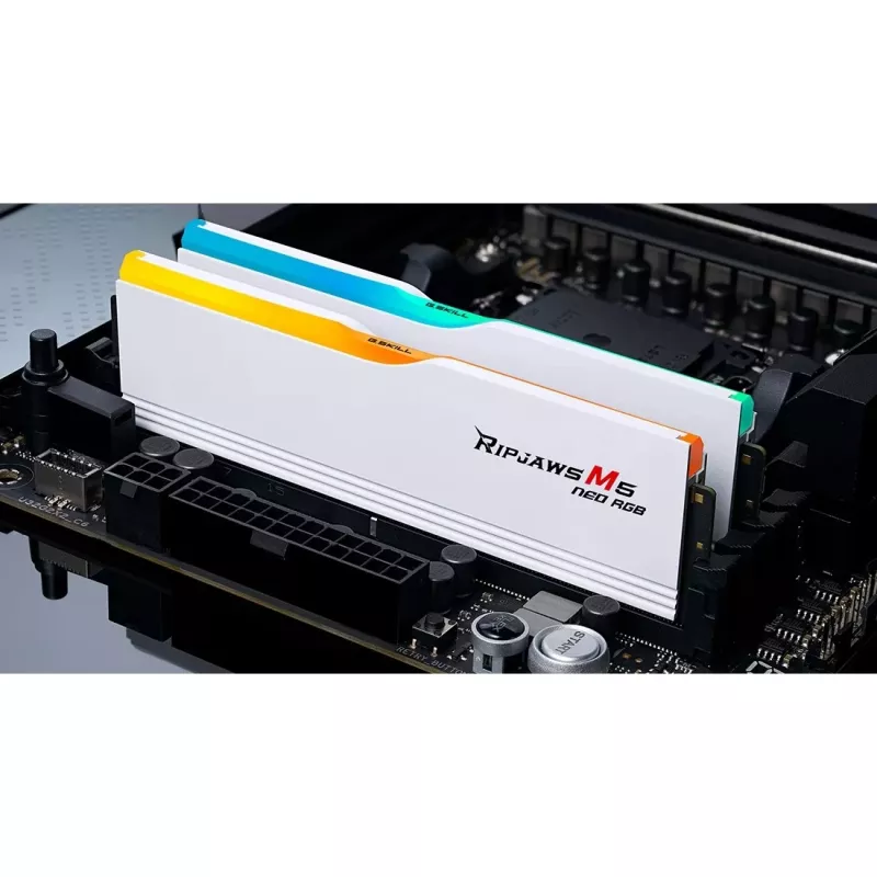 DIMM 64 GB DDR5-6000 (2x 32 GB) Dual-Kit, memória RAM branca, F5-6000J3040G32GX2-RM5NRW, Ripjaws M5 Neo, AMD EXPO