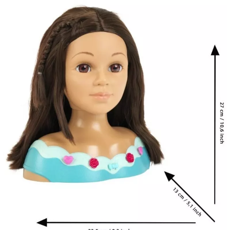 Cabeça de styling KLEIN Mia 5201 com cabelo realista e acessórios para praticar penteados
