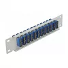 Patch panel de fibra ótica DeLOCK 10 polegadas 12 portas SC duplex azul 1U cinzento