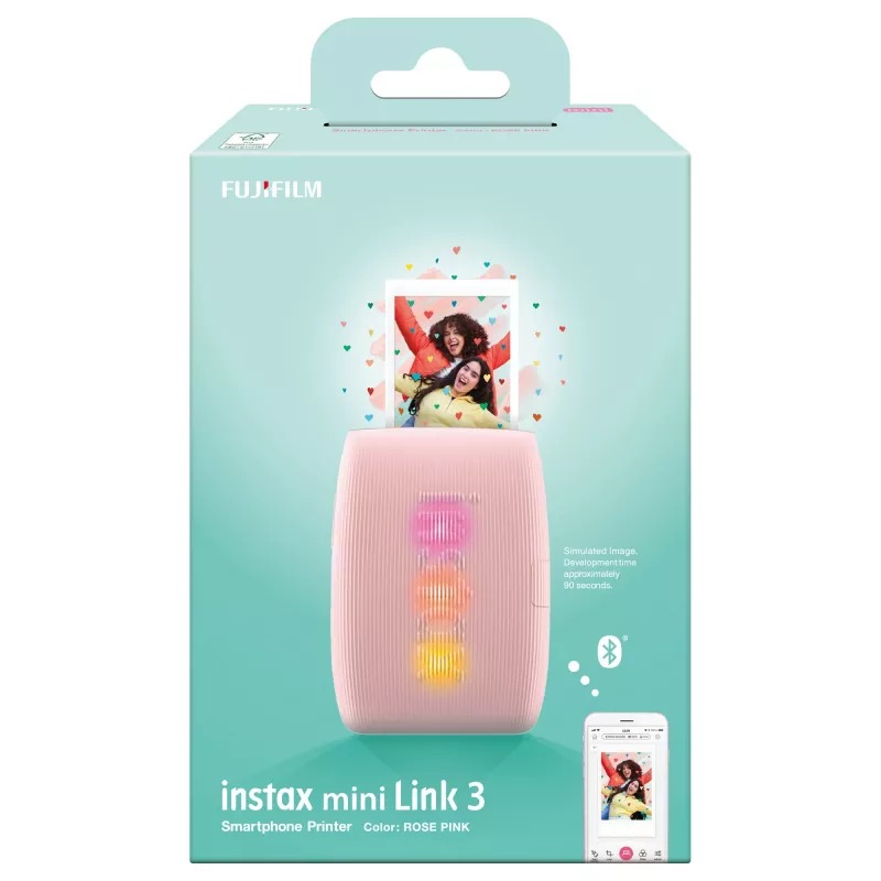 Impressora fotográfica Fujifilm Instax Mini Link 3 rosa Bluetooth impressora instantânea portátil