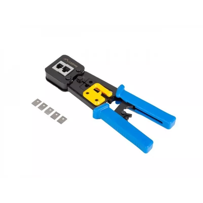 Lanberg NT-0204 alicate de crimpagem para conectores passantes RJ45, RJ12, RJ11, preto/azul