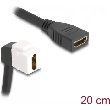 Cabo de módulo keystone DeLOCK HDMI fêmea para fêmea 90° angular 8K 60 Hz 20 cm preto