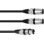 Cabo de áudio em Y XLR 3 pinos macho para 2 x XLR 3 pinos macho 1,5 m Omnitronic 30225205