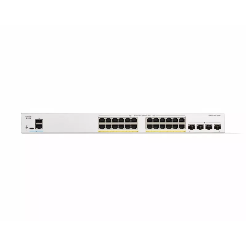 Cisco Catalyst 1300-24P-4G switch gerido, 24 portas GE, PoE, 4x1GE SFP, Limited Lifetime Protection (C1300-24P-4G)
