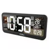 Relógio digital grande montagem na parede ou autónomo com sensor de temperatura 37x17cm ecrã LCD adaptador de rede e pilhas