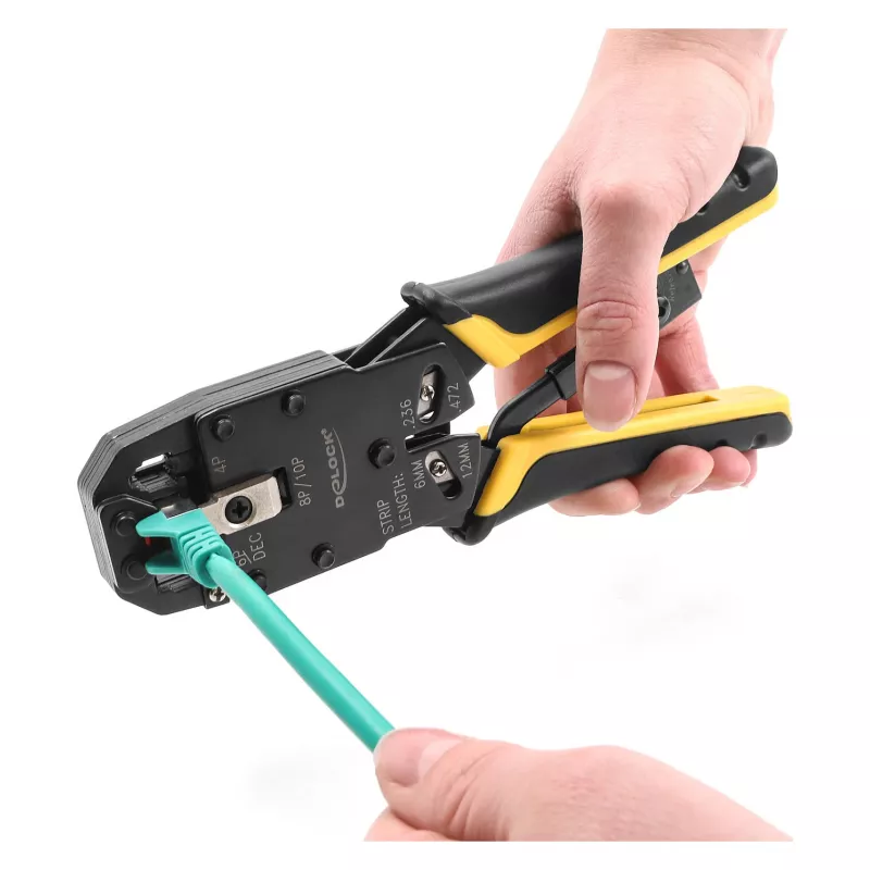 Alicate de crimpagem universal DeLOCK com descarnador para conectores modulares 10P 8P 6P 4P