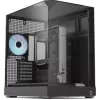 Caixa de torre APNX V2 com três painéis de vidro temperado, preto