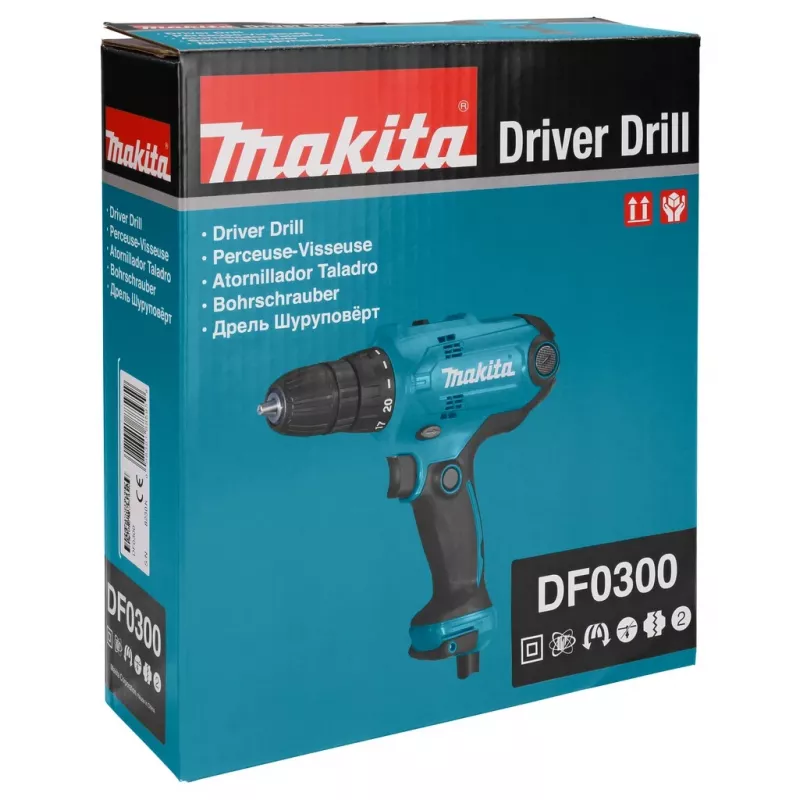 Berbequim Makita DF0300 1500 rpm sem chave 1,2 kg preto, azul