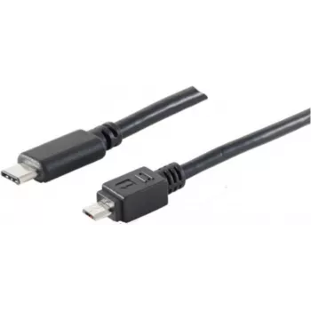 Cabo USB S/CONN 77145-1.8 USB 2.0 1,8 m USB-C para Micro-USB B Preto