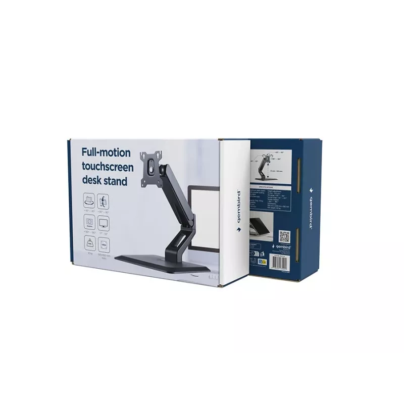 Suporte de secretária totalmente articulado para ecrã tátil GEMBIRD MS-D1ST-01 para ecrãs de 17–32 polegadas, preto, VESA 75x75–100x100, carga máxima 10 kg
