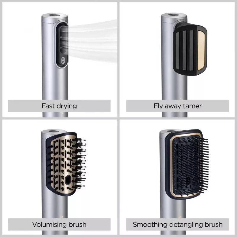 Conjunto de styling de cabelo BABYLISS AS6555E — tecnologia Airflow, 4 níveis de calor, cabo de 2,5 m, prateado/dourado