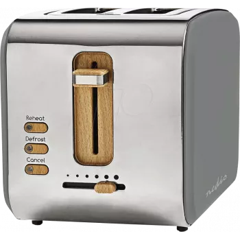 NEDIS N KABT510EGY - Torradeira, 2 ranhuras largas, Soft-Touch, cinzento (KABT510EGY)
