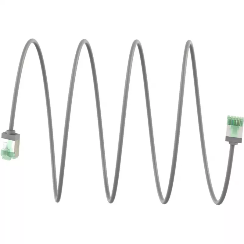 Cabo de rede CAT 8.1 Ultra-Flexível Goobay fino U/FTP cinzento - ficha extra-curta 99,9% (74349)