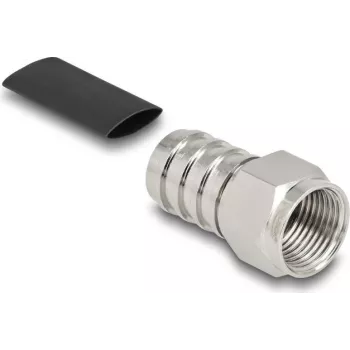 Ficha macho F de crimpar para cabo coaxial RG-59 DELOCK 91778 com tubo termorretrátil