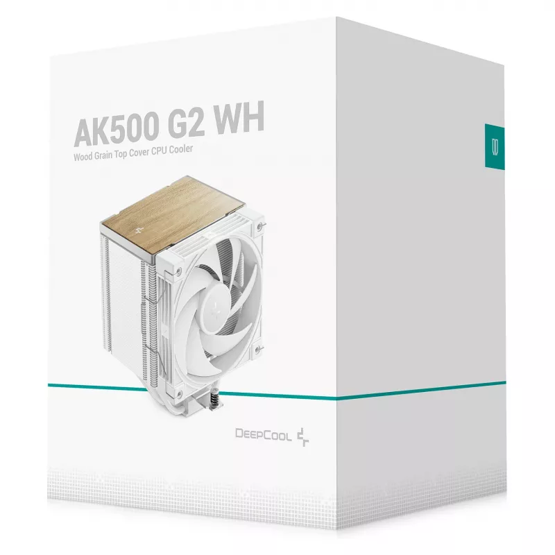 Dissipador de ar para processador DeepCool AK500 G2 WH, ventoinha de 120 mm, pressão de ar máx. 3,33 mmH2O, 117×129×159 mm, branco