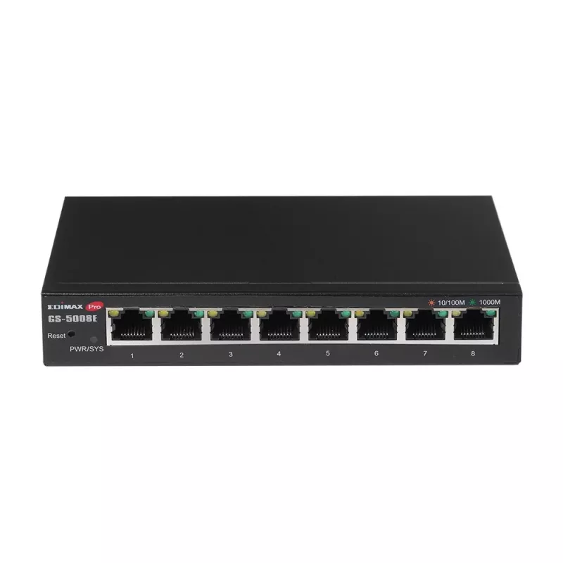 Switch de rede Edimax GS-5008E gerido Gigabit Ethernet (10/100/1000) preto