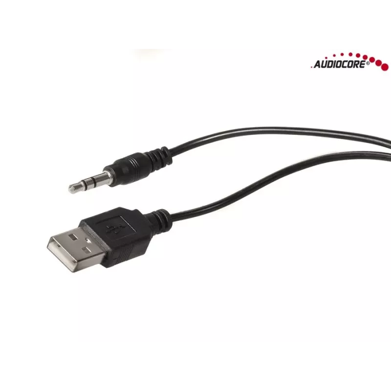 Altifalantes para PC 2 vias Audiocore AC870 B — 3 W RMS, alimentação USB com fios, entrada de 3,5 mm, 2.0 canais