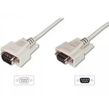 Digitus ASSMANN - Cabo de extensão série - DB-9 (F) para DB-9 (M) - 5 m - moldado, parafusos manuais - bege (AK-610203-050-E)