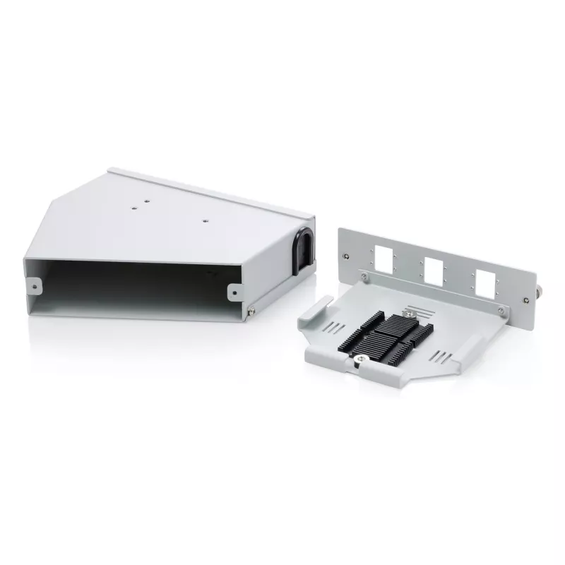 Distribuidor de fusão de fibra ótica para calha DIN DIGITUS DN-96894 — angular, 6 SC SX / LC DX, alumínio, cinzento