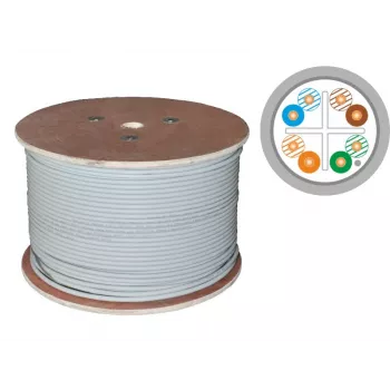 Cabo de rede Q-LANTEC KIF6PVC305Q Cat.6A F/UTP 305m cinzento, 23 AWG condutor flexível, bainha em PVC, 250 MHz