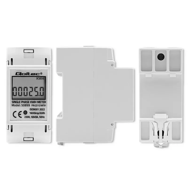 Contador de consumo de energia monofásico QOLTEC 50899 230 V 50 Hz, 5(60)A, classe 1.0, LCD