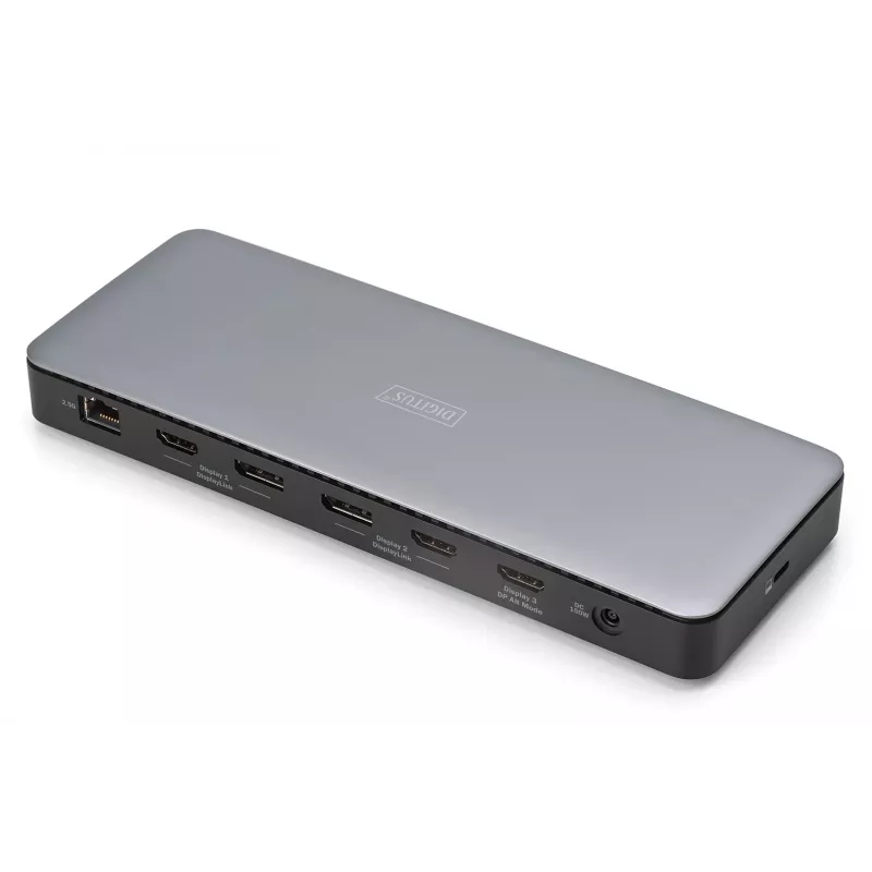 Digitus DA-70918 estação de acoplamento USB-C, 13 portas, 3x HDMI, 2x DP, 4x USB-A, 1x USB-C, RJ-45 1GbE, SD, áudio, 150 W