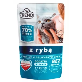 FRENDI pedaços em molho com peixe – Ração húmida para gatos – 100 g