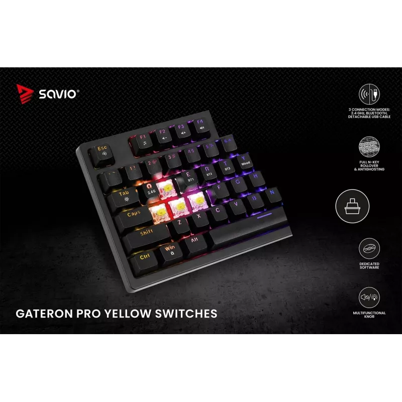 Teclado gaming Savio Phenix SAVGK-RED USB RF Wireless Bluetooth QWERTY