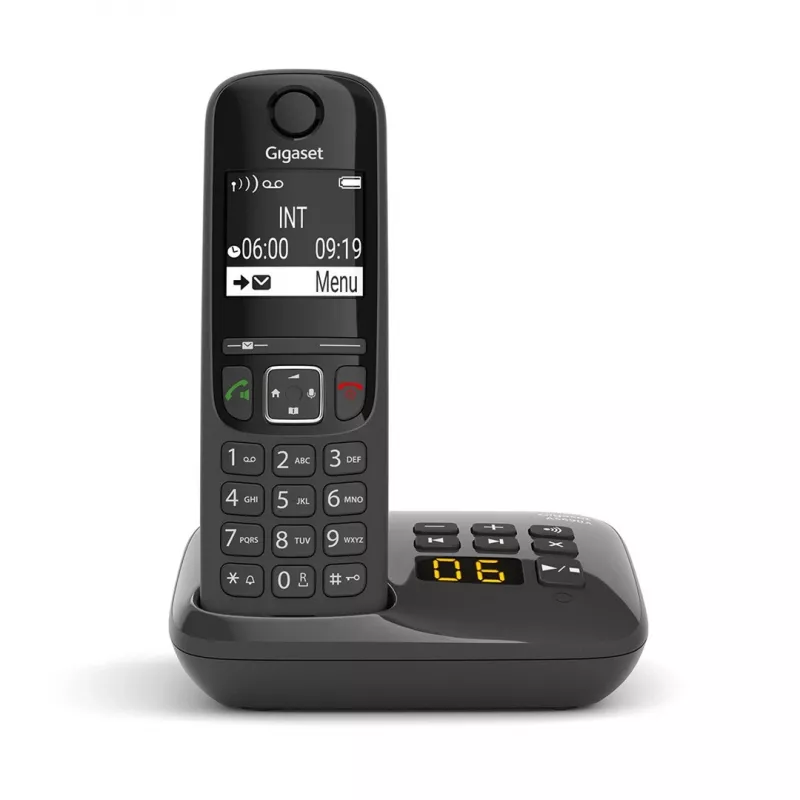 Telefone analógico/DECT Gigaset AS690A com identificação de chamadas preto