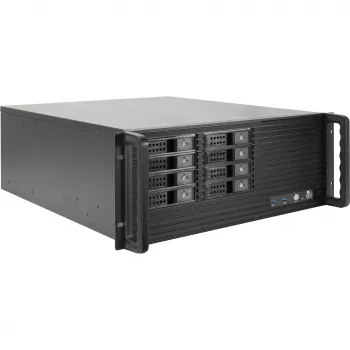 Caixa rackmount INTER-TECH IPC 4U-4508 preto — chassis 4U para servidor/PC, rackmount