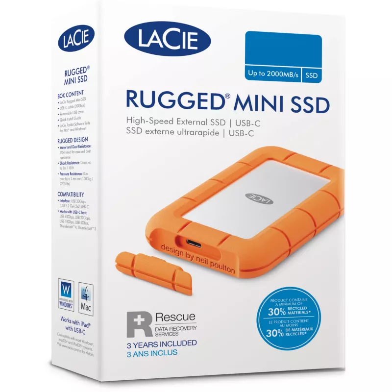 Rugged Mini 5 TB, Disco rígido externo (prateado/laranja, Micro-USB-B 3.2 Gen 1 (5 Gbit/s))