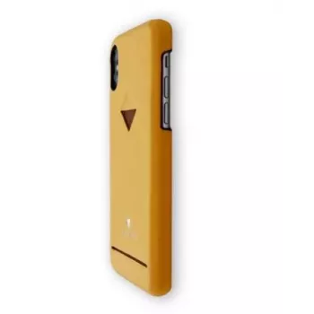 Capa para telemóvel VixFox para iPhone X/XS, amarelo-mostarda, traseira com compartimento para cartões