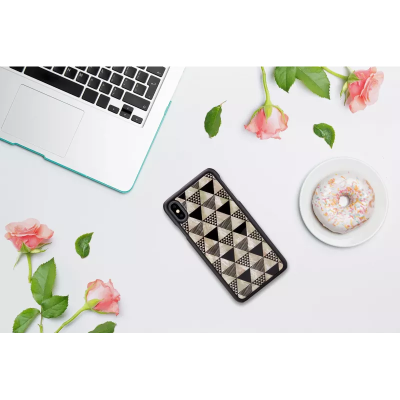 Capa para smartphone iKins para iPhone XS Max – design de pirâmides preto, concha rígida de proteção