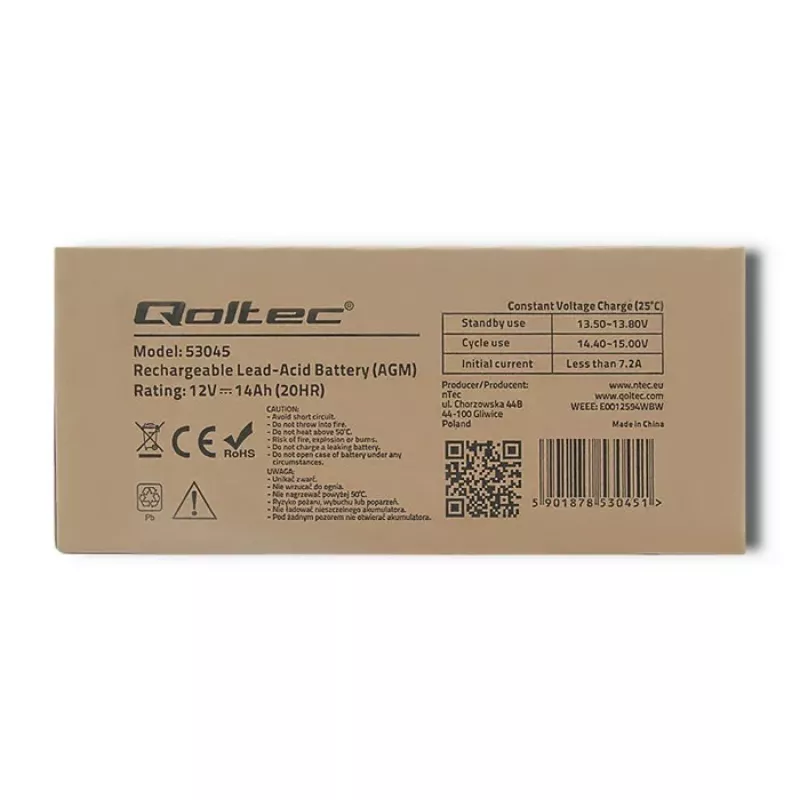 Qoltec 53045 Bateria AGM 12V 14Ah