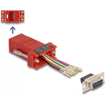 DeLOCK D-Sub 9 pinos fêmea para RJ45 fêmea kit de montagem vermelho VGA RJ-45