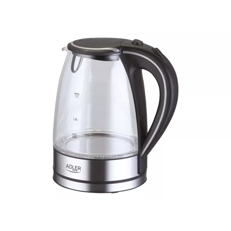 Chaleira elétrica Adler AD 1225 1,7 L preto, aço inoxidável, transparente 2200 W