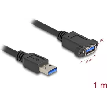 Cabo USB DeLOCK USB Type-A ficha para conector fêmea 1 m 5 Gbit/s preto