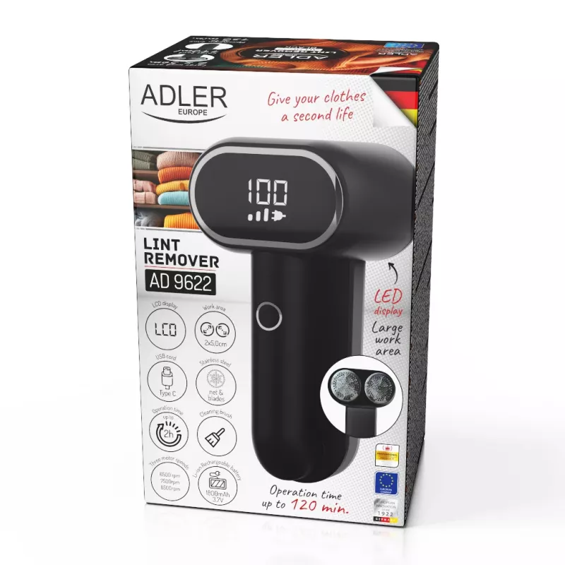 Adler | Removedor de pelos | AD 9622 | Preto | Bateria recarregável | 10 W