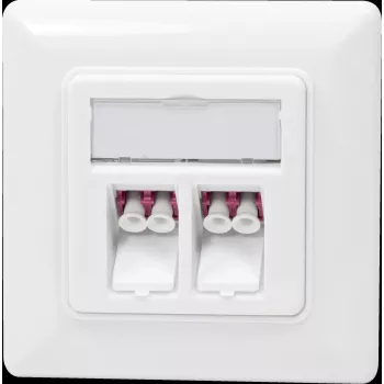 Logilink - Tomada keystone - com janela de identificação - LC duplex - angular - simples - 2 tomadas de rede - 2 módulos - branco, RAL 9010 (NK402