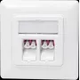 Logilink - Tomada keystone - com janela de identificação - LC duplex - angular - simples - 2 tomadas de rede - 2 módulos - branco, RAL 9010 (NK402