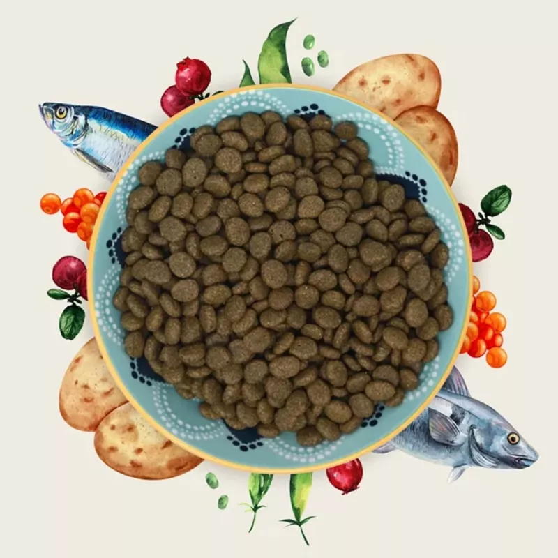 EDEN Peixe branco com ovas de arenque - comida seca para gatos - 1,5 kg