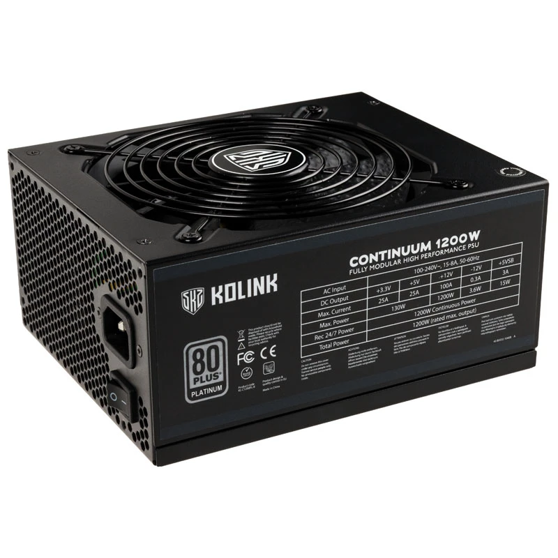 Fonte de alimentação Kolink Continuum 80 PLUS Platinum modular 1200W