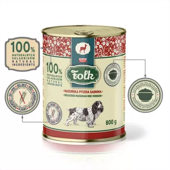 FOLK delicioso veado masúrio - comida húmida para cães - 800 g