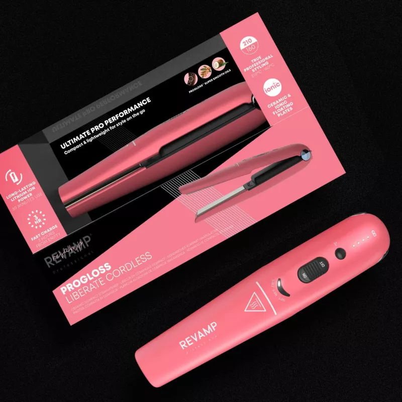 Ferro de alisar de cerâmica sem fios Revamp ST-1700PK-EB — compacto rosa