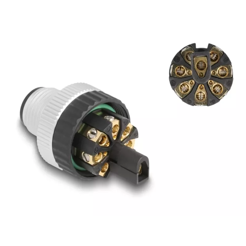 Conector M12 DeLOCK codificação A 8 pinos ficha ligação por parafuso