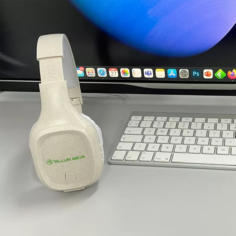 Auscultadores Tellur verdes Bluetooth over-ear Pulse Foldable Cream TLL511441