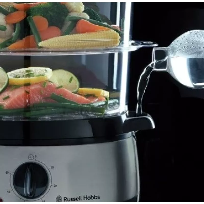 Vaporizador Russell Hobbs 19270-56, 3 cestos, 9 L total, 800 W, aço inoxidável